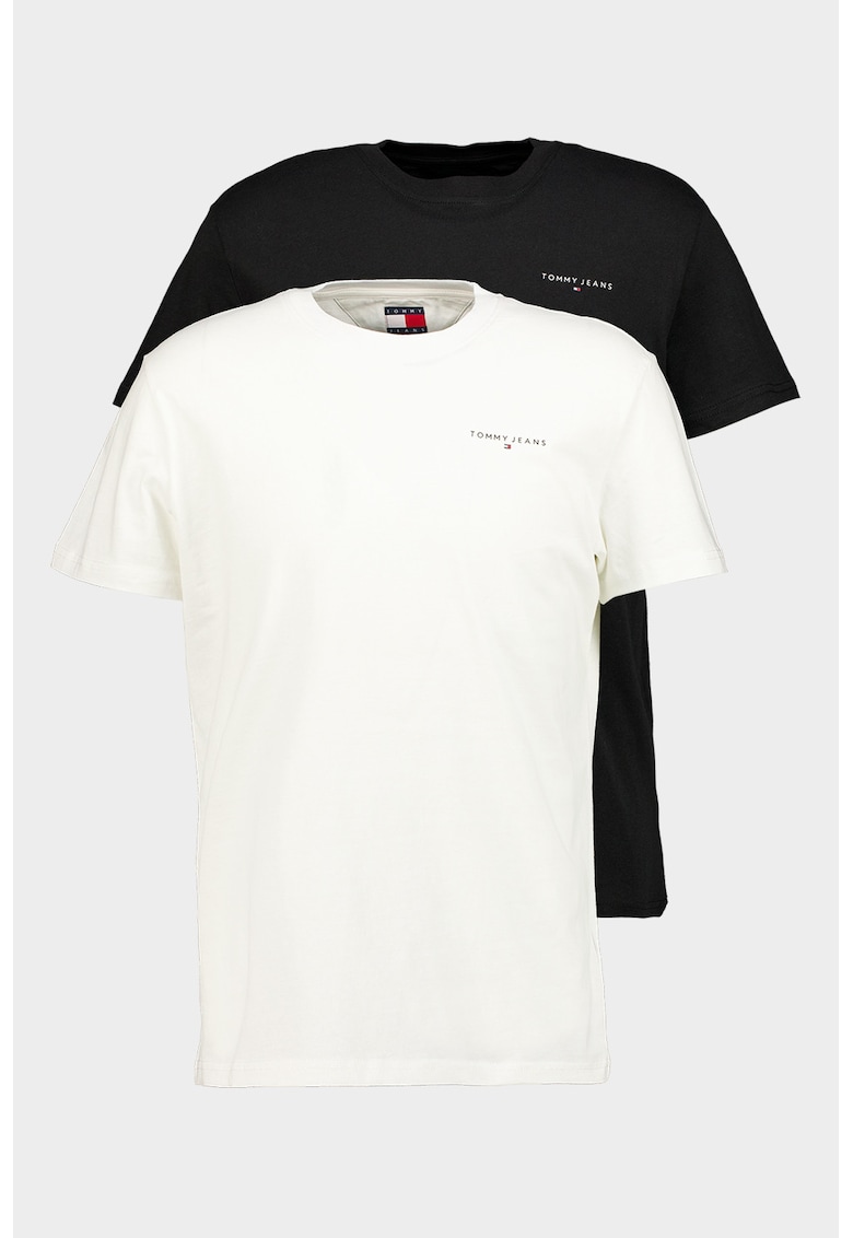 Set de tricouri slim-fit din bumbac cu logo discret - 2 piese - Alb/Negru