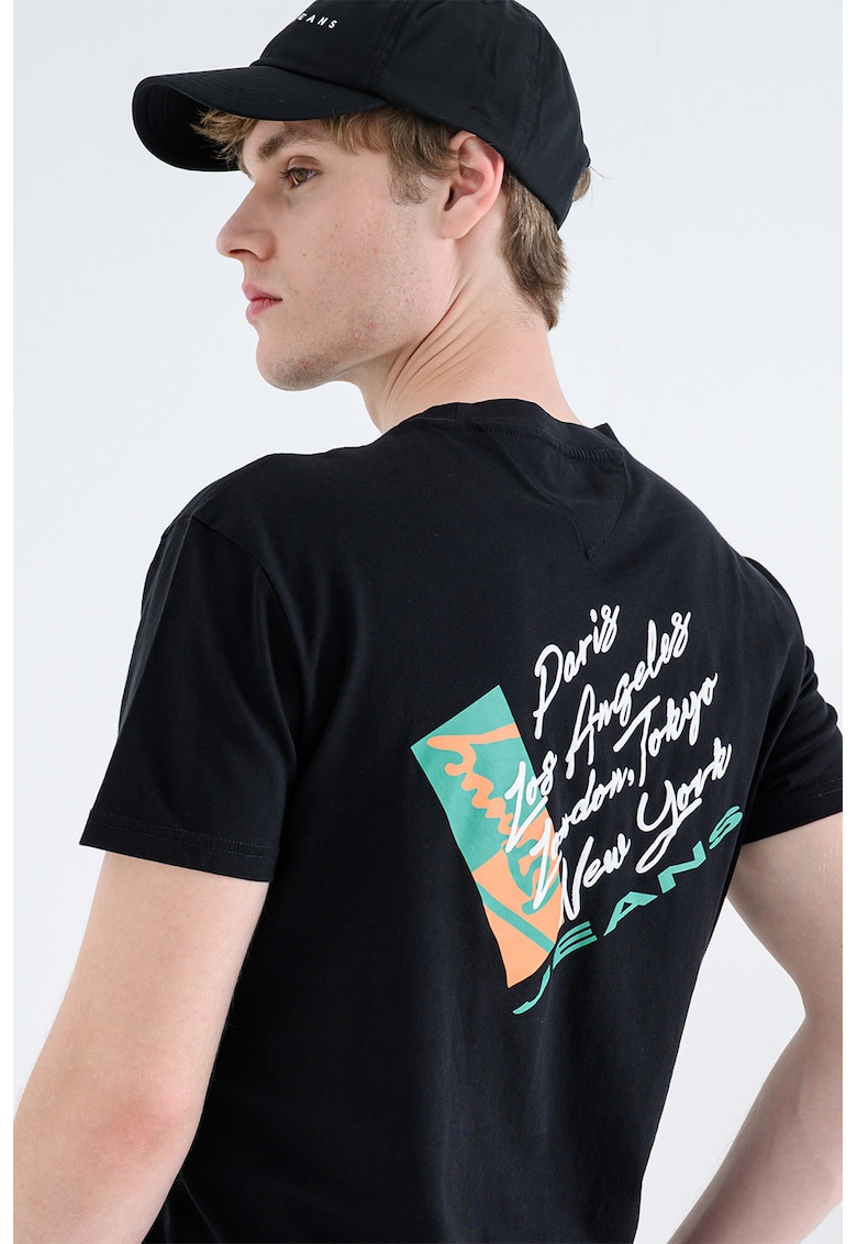 Tricou din bumbac cu model grafic - Negru