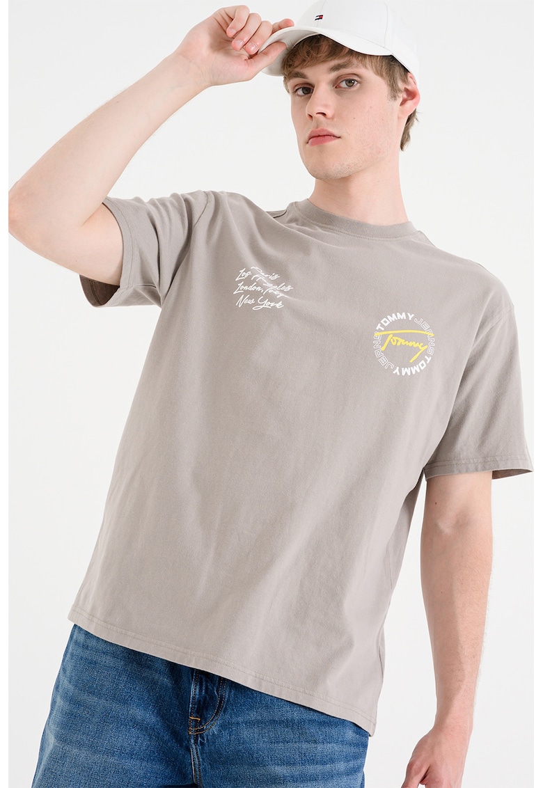 Tricou cu imprimeu grafic pe partea din spate - Maro taupe