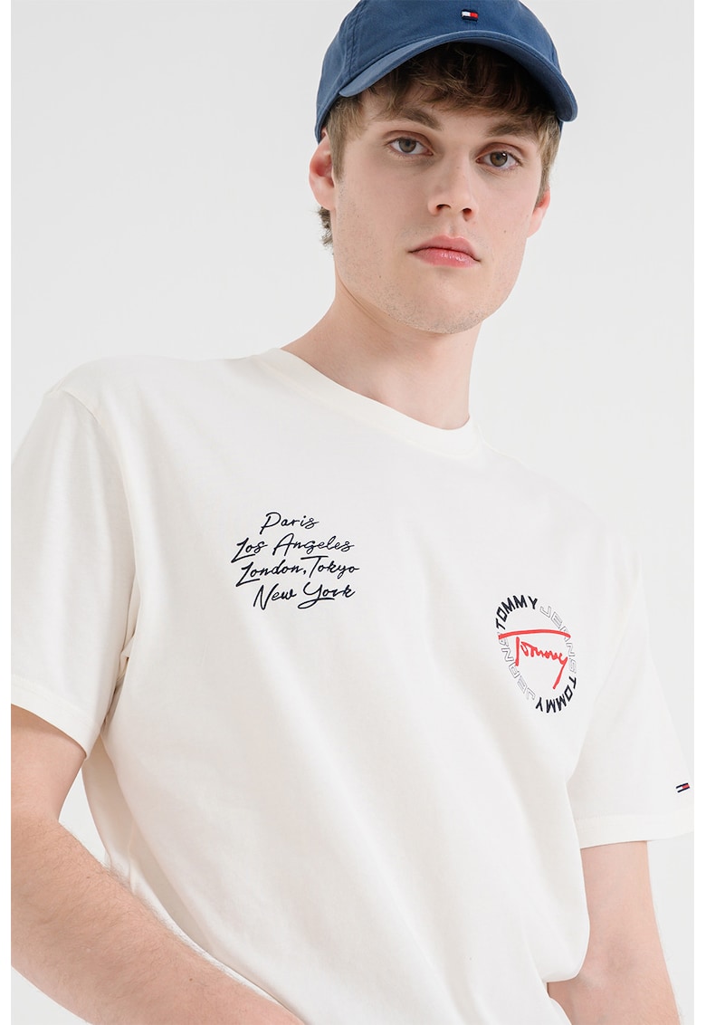 Tricou cu imprimeu grafic pe partea din spate - Crem