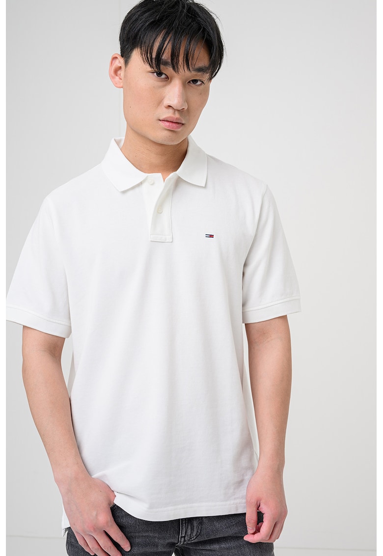 Tricou polo regular fit - Alb fildes