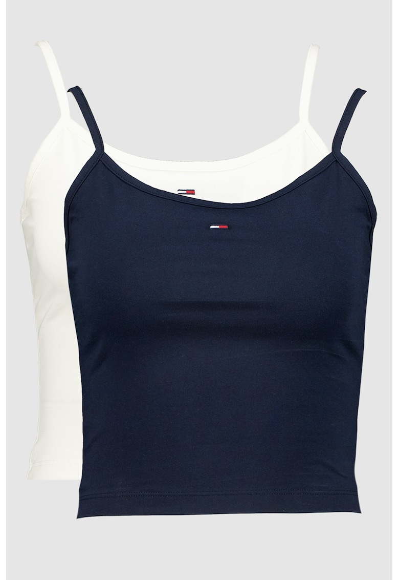 Set de top-uri crop - 2 piese - Crem/Bleumarin