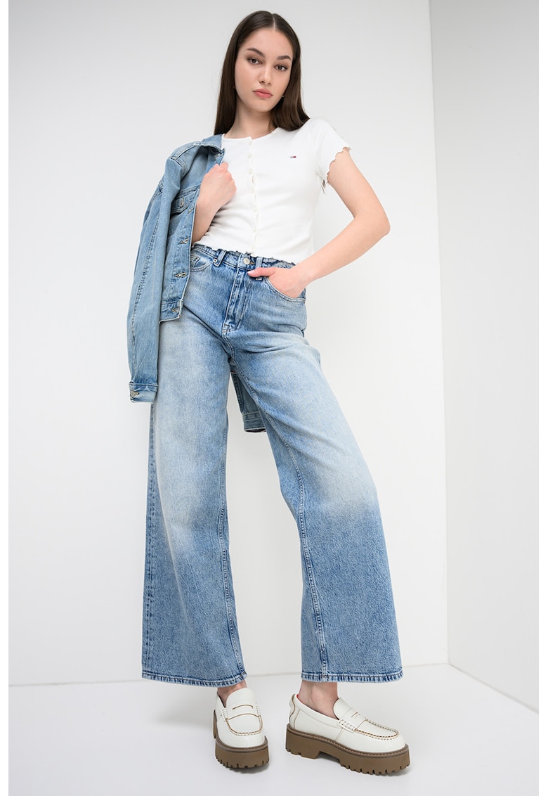 Tricou crop cu nasturi - Alb antichizat
