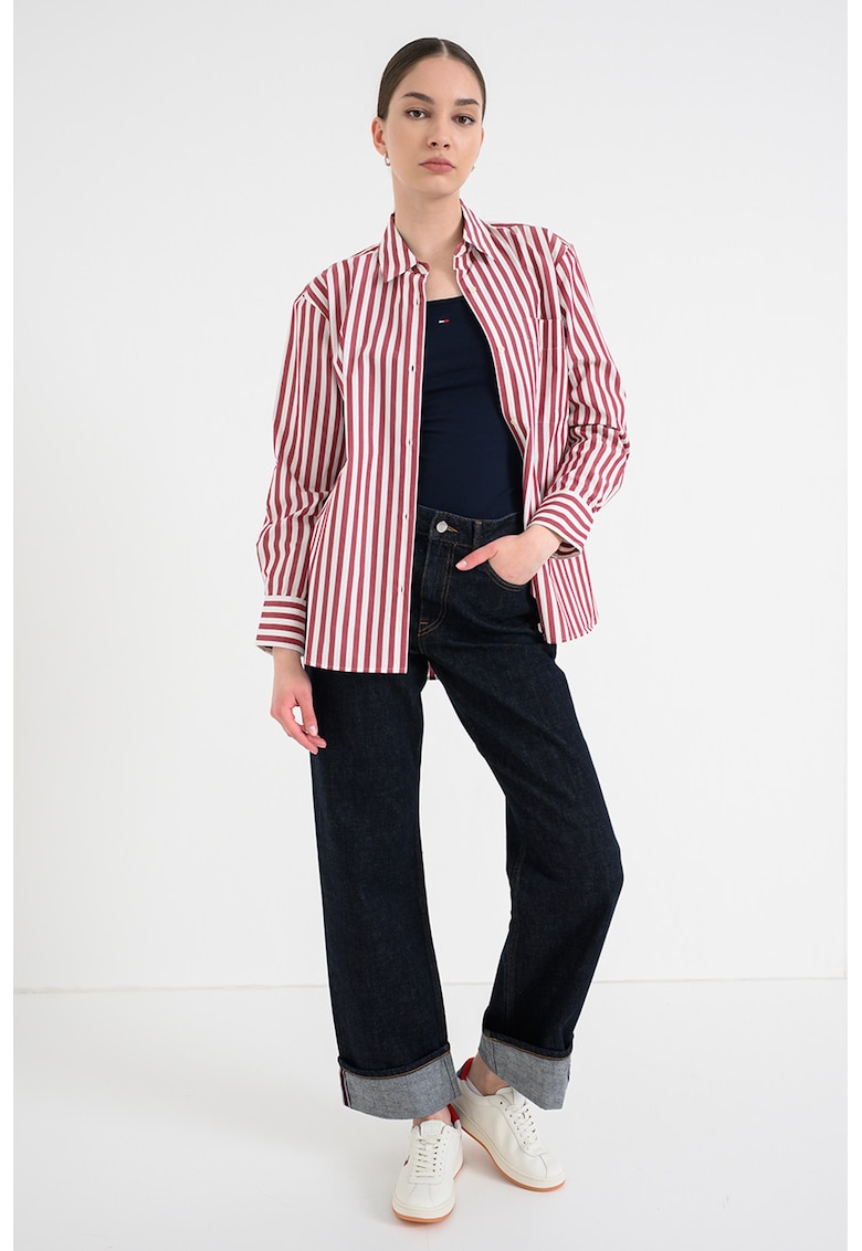Top slim fit cu logo discret - Albastru inchis