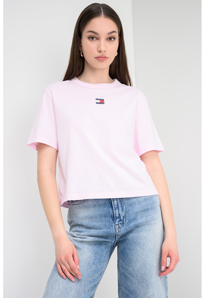 Tricou lejer de bumbac - Roz pastel