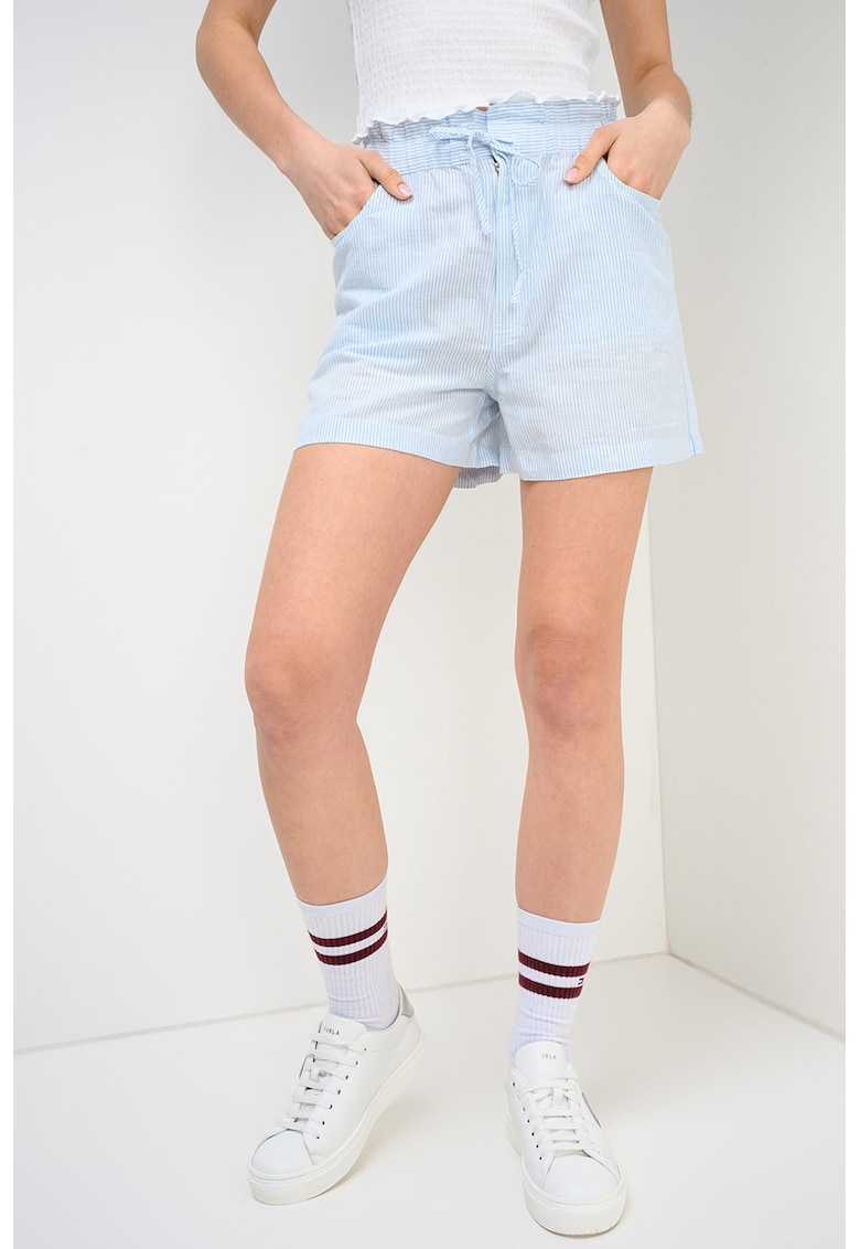 Pantaloni scurti din amestec de bumbac organic - Alb/Albastru deschis