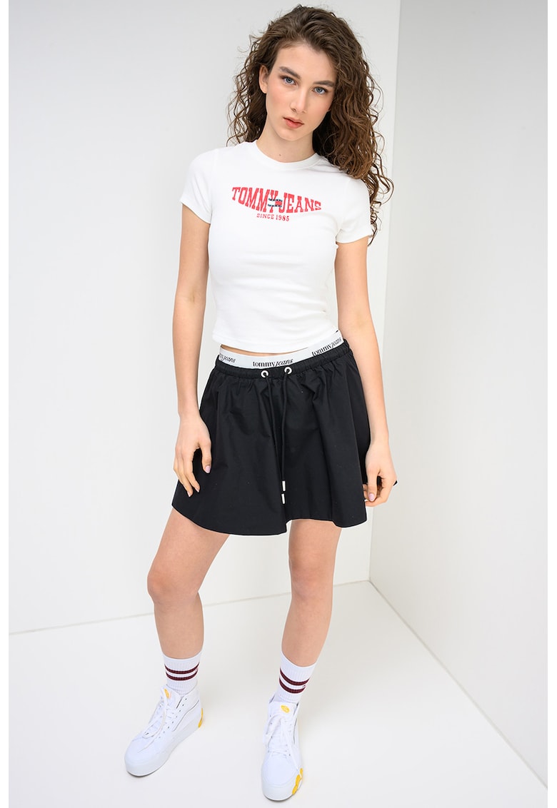 Tricou slim fit cu imprimeu logo - Rosu/Alb