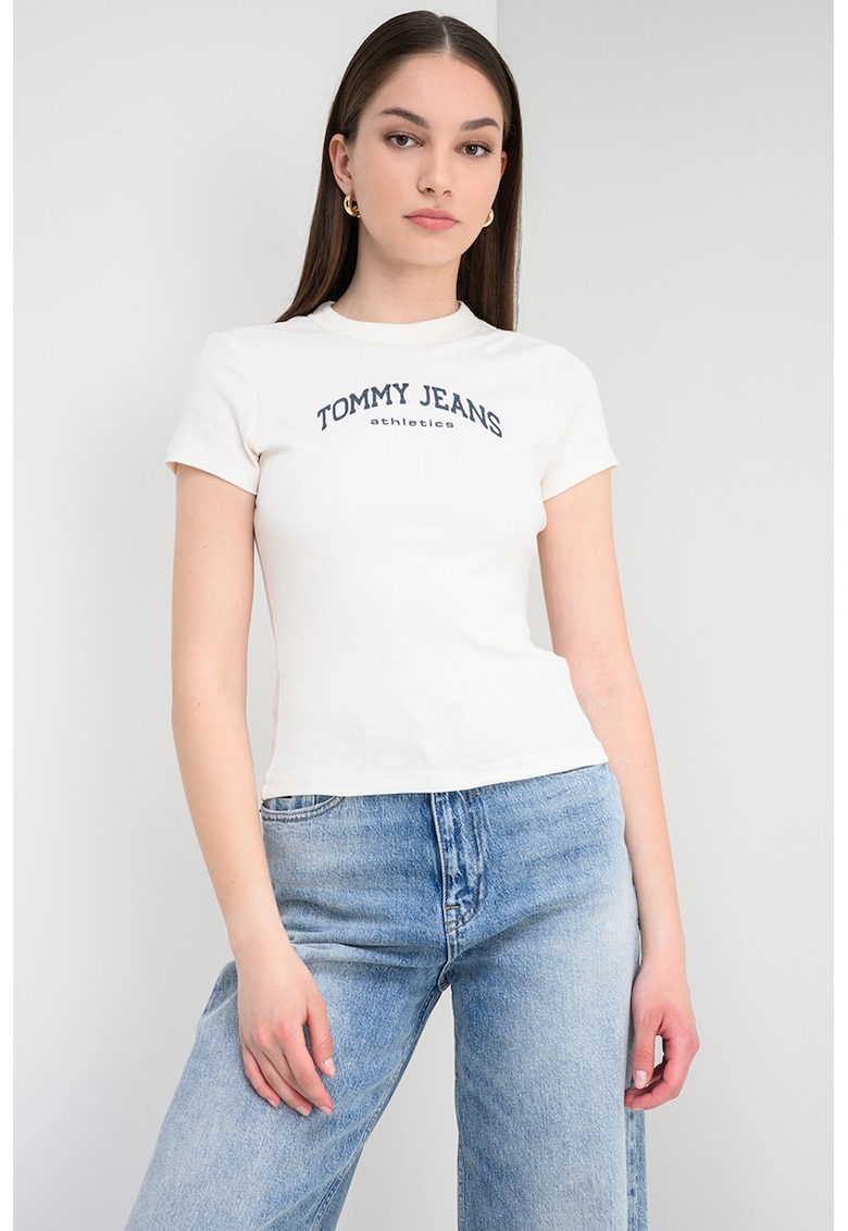Tricou slim fit cu logo - Alb antichizat