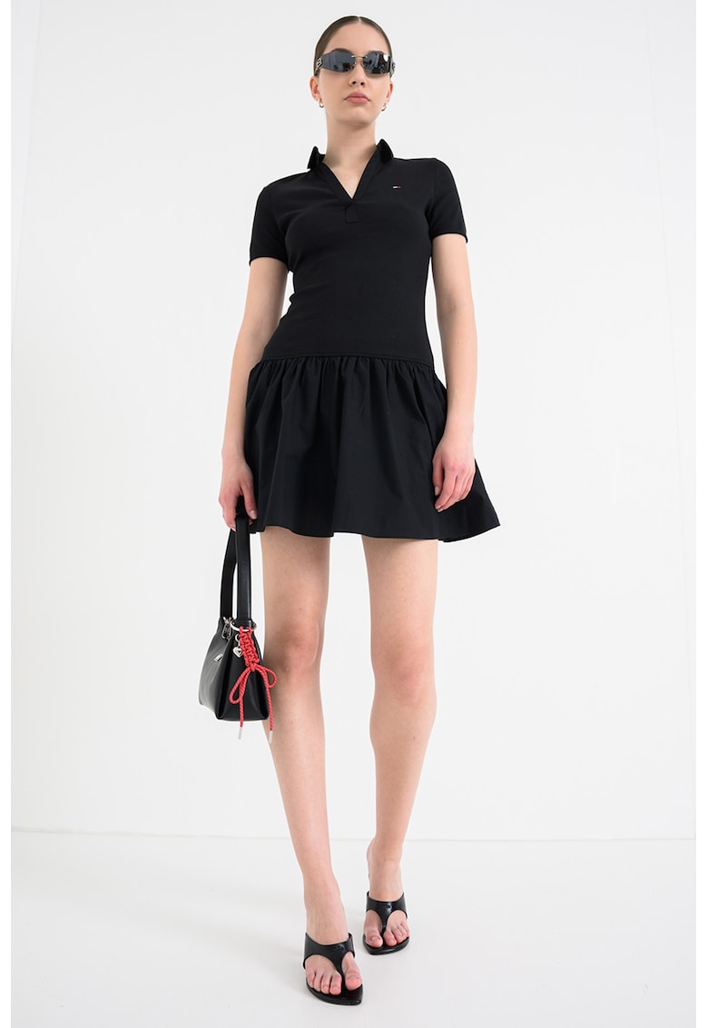 Rochie polo evazata - Negru carbon