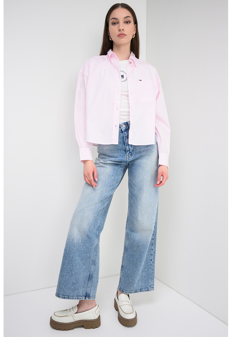 Camasa supradimensionata cu guler Oxford - Roz pastel