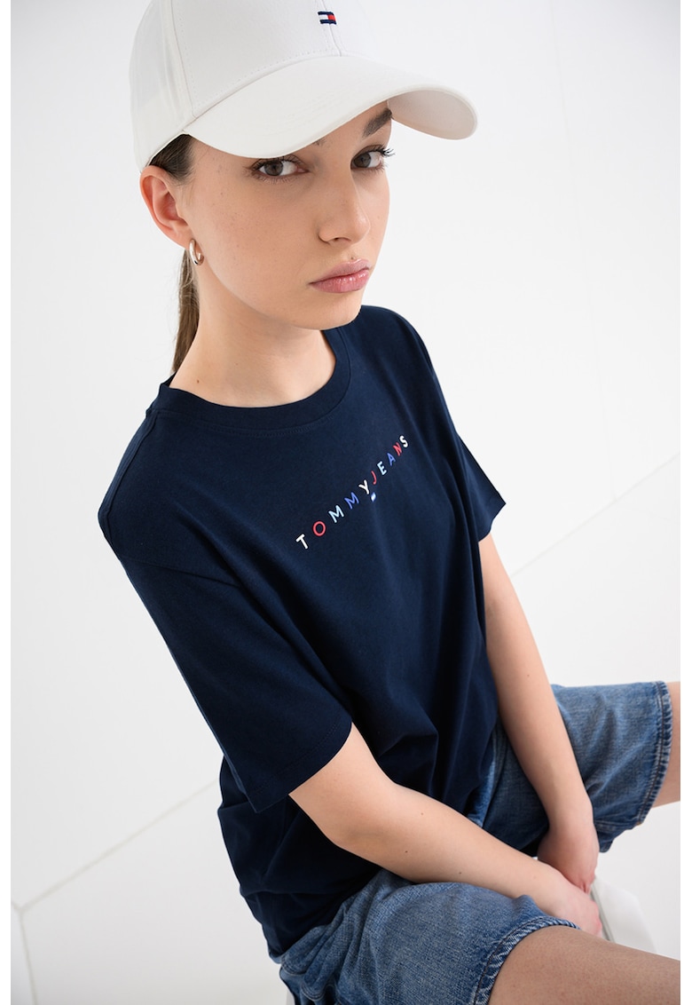 Tricou relaxed fit cu logo - Albastru inchis