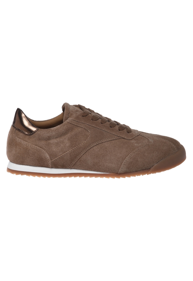 Pantofi sport din piele intoarsa cu insertii din piele ecologica - Maro