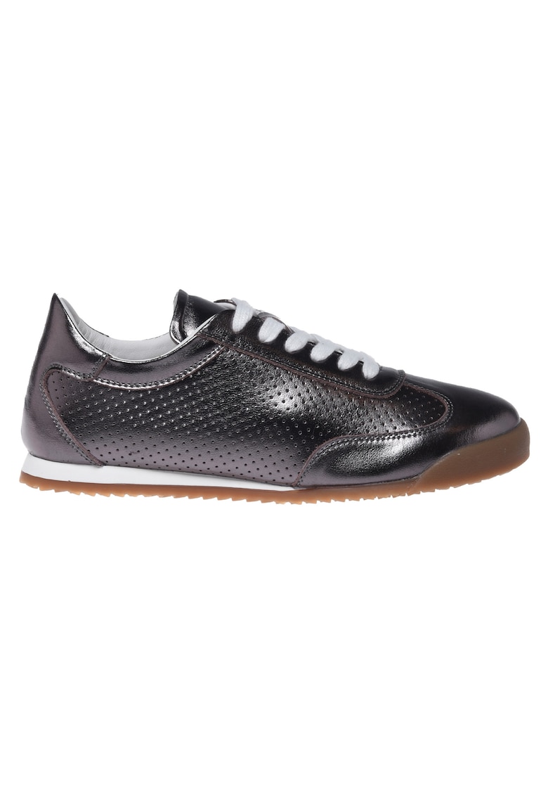 Pantofi sport din piele cu perforatii - Maro inchis