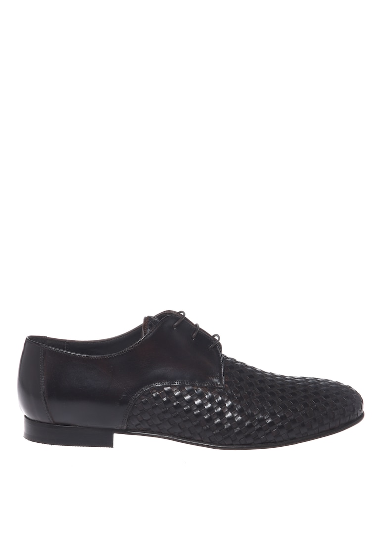 Pantofi oxford din piele cu aspect texturat - Maro inchis