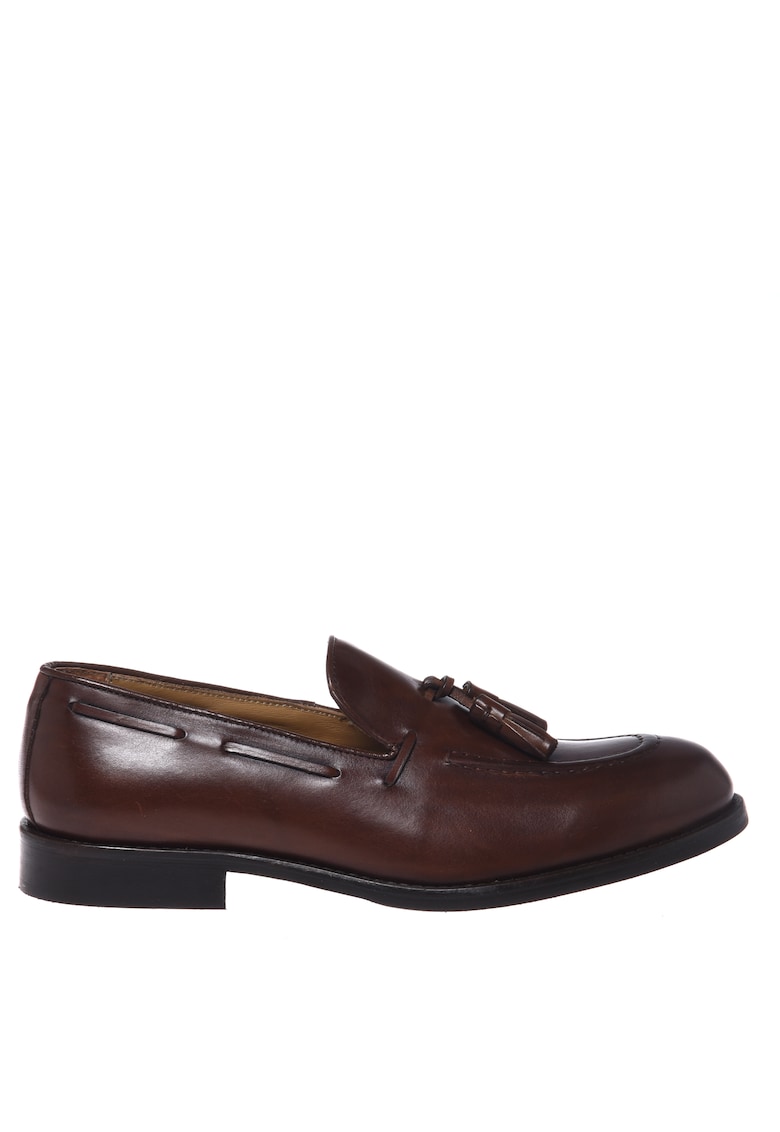 Pantofi loafer din piele cu detaliu canaf - Maro