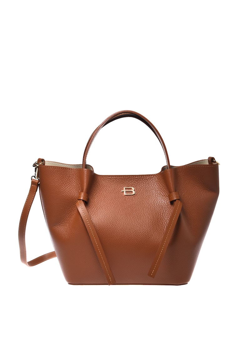 Geanta shopper din piele naturala - Maro - 25x40x13