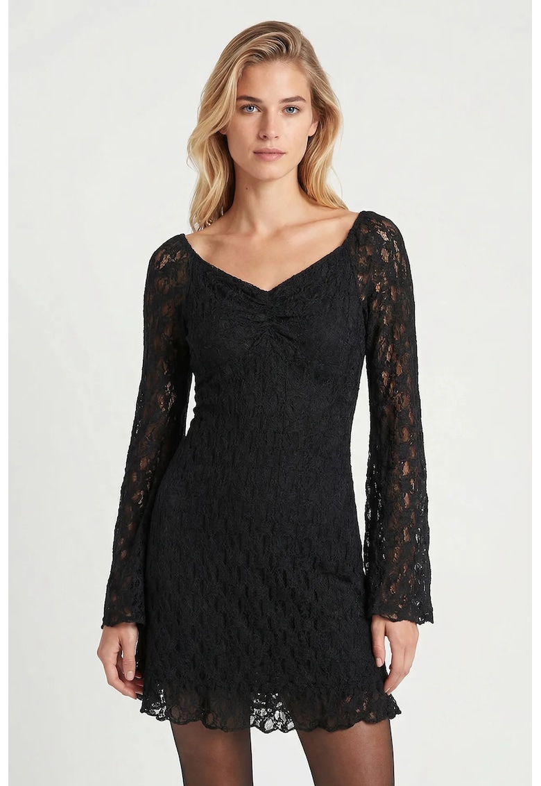 Rochie Midi Happiness Istanbul - eleganta - dantela - poliester/elastan - Negru