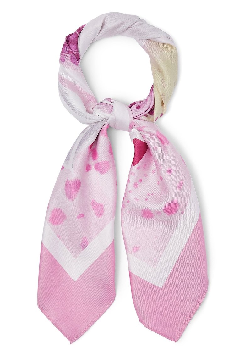 Esarfa cu model floral - Alb/Bej/Roz