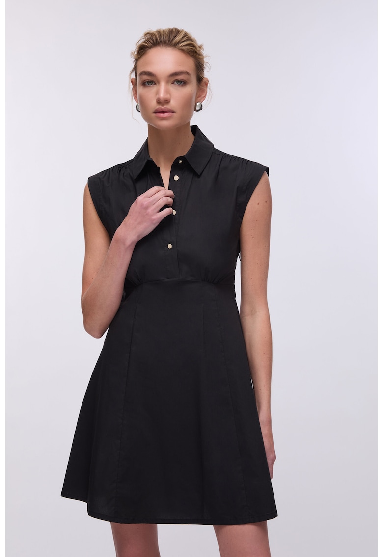 Rochie-camasa scurta cu guler clasic - Negru