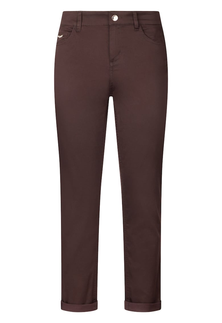 Pantaloni skinny din amestec de modal cu margini rasucite - Maro
