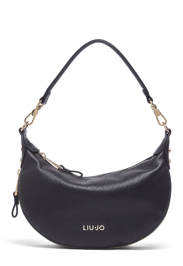 Geanta crossbody cu fermoar si bareta ajustabila - Negru
