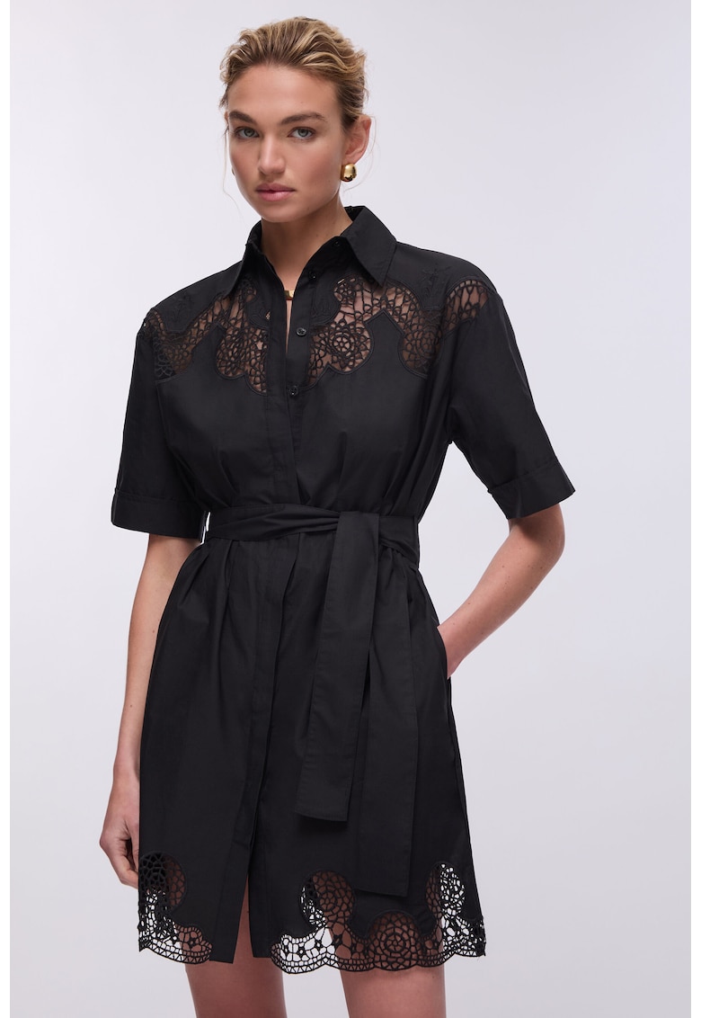 Rochie-camsa cu perforatii - Negru