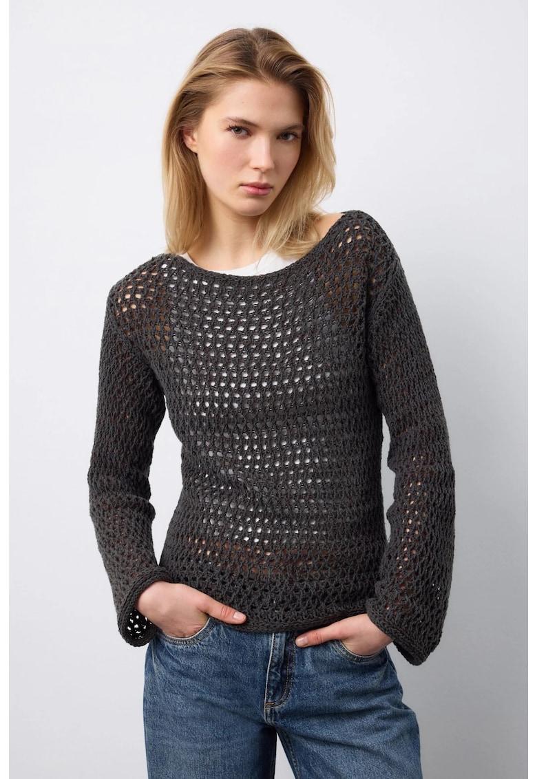 Pulover cu maneci largi - Negru