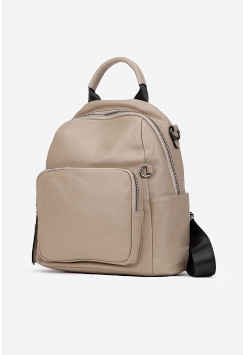Rucsac dama bej din piele texturata