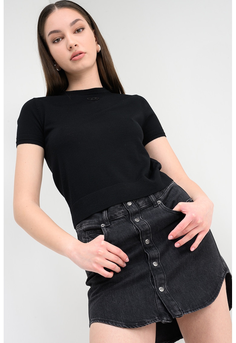 Fusta de denim cu capse Ard - Negru antracit