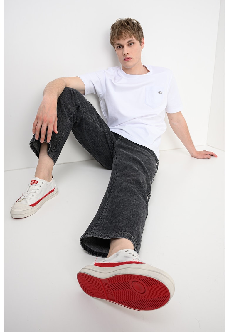 Tricou cu logo metalic Adjust - Alb optic