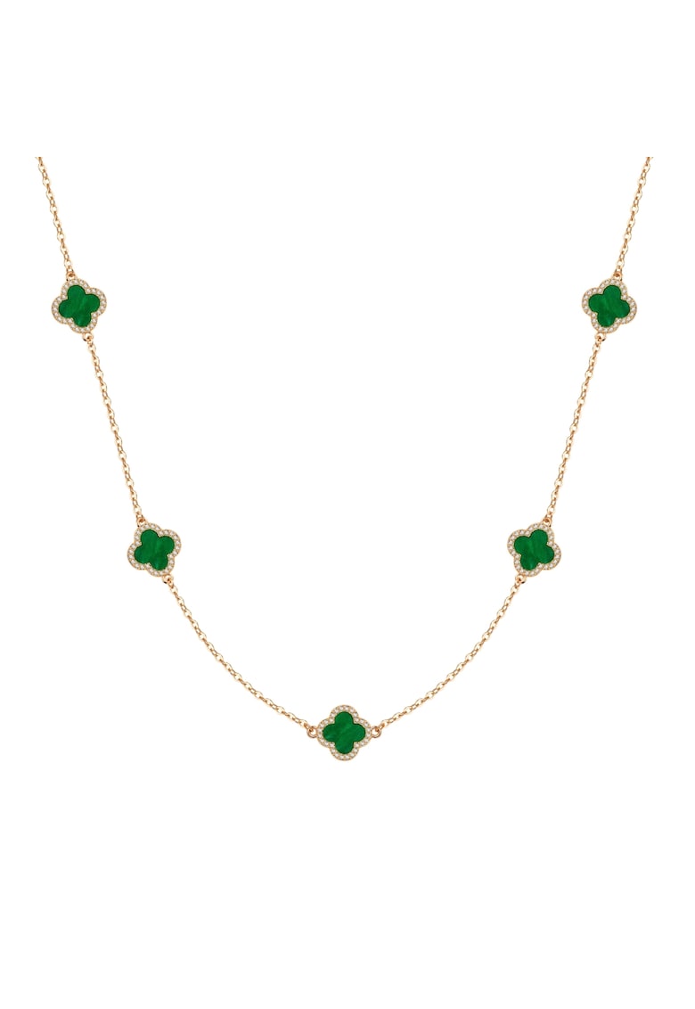 Colier din lant placat cu aur de 14K si decorat cu pietre zirconia - Auriu