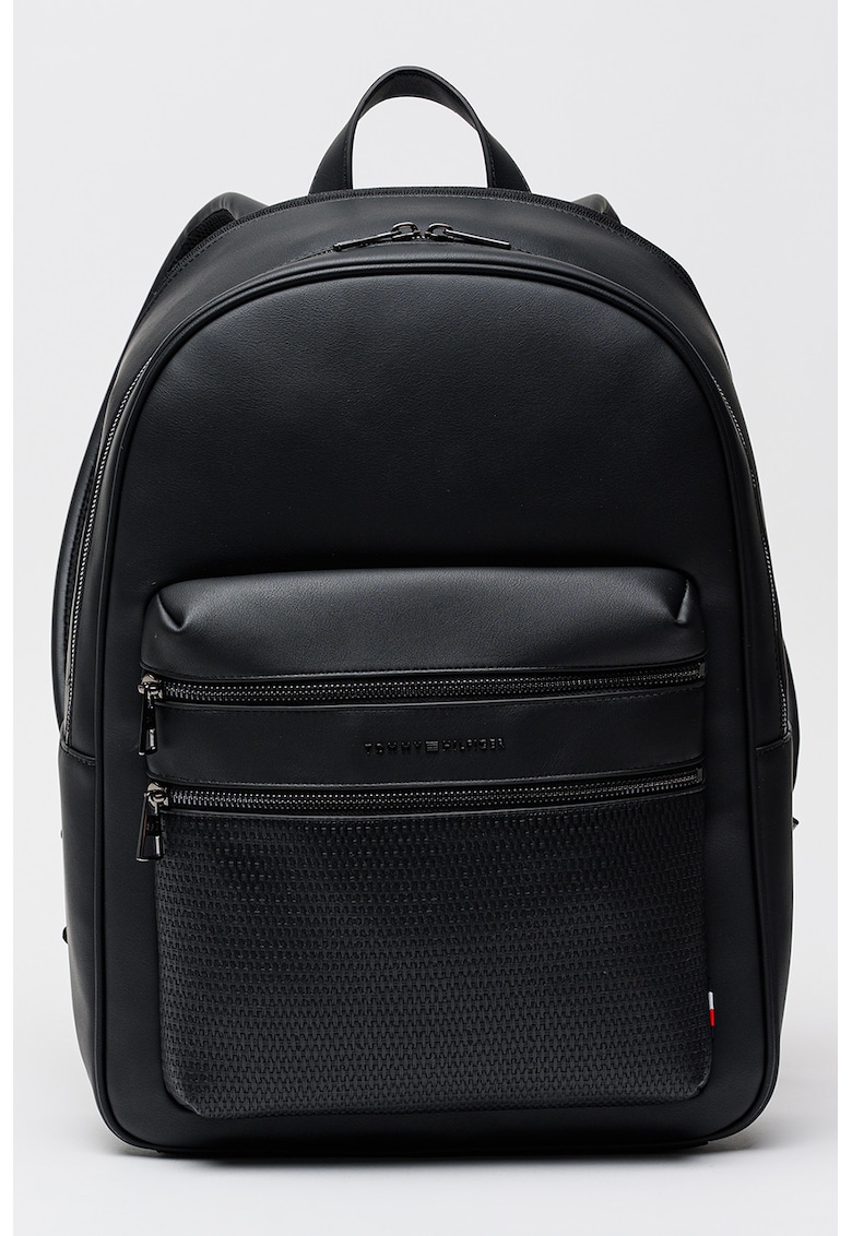 Rucsac de piele ecologica cu logo - Negru