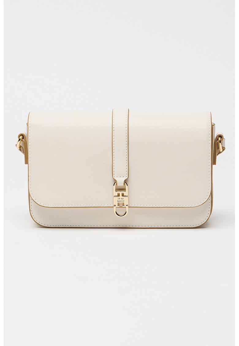 Geanta crossbody din piele ecologica Libre - Alb fildes/Maro camel
