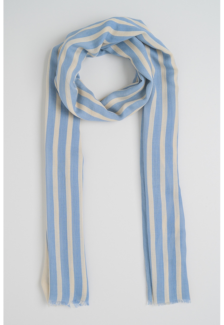 Esarfa de bumbac si modal Elevated - Albastru pastel/Crem