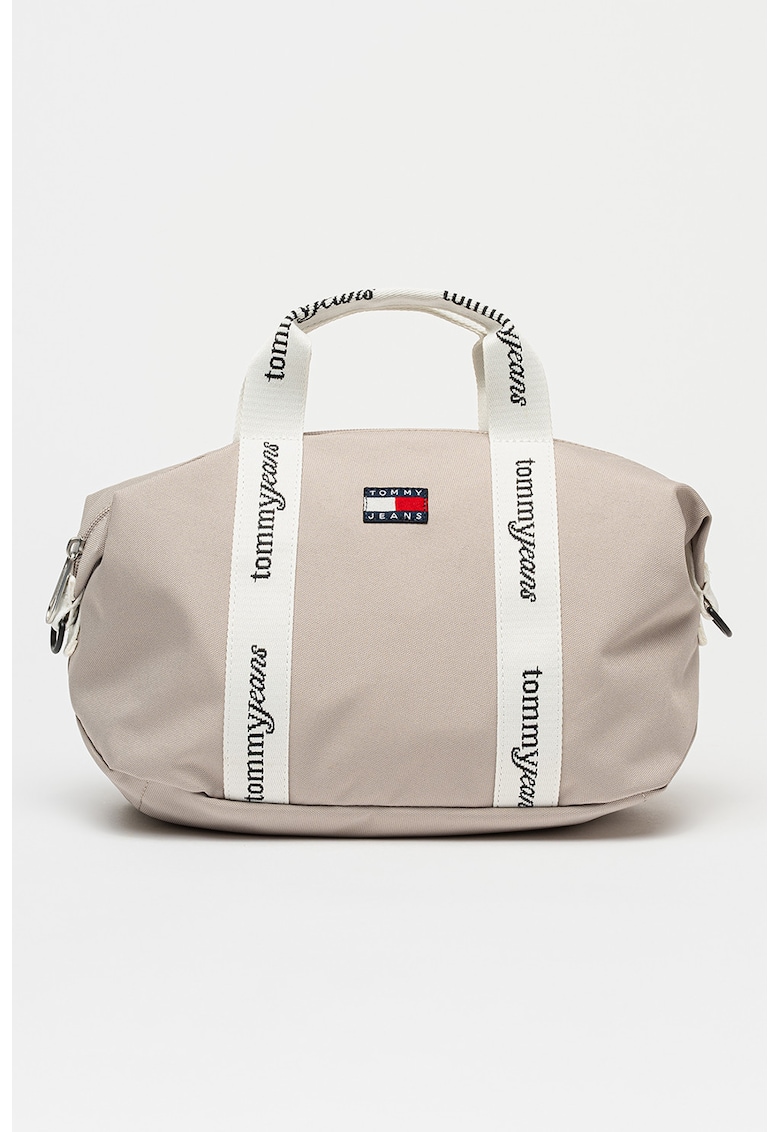 Geanta tote cu maner cu model logo - Alb/Verde masliniu pal