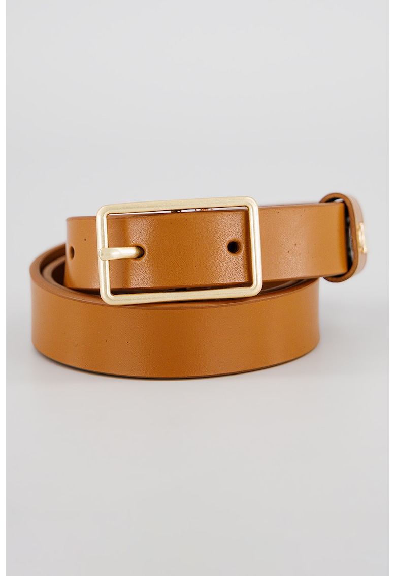 Curea de piele cu logo - Maro cognac