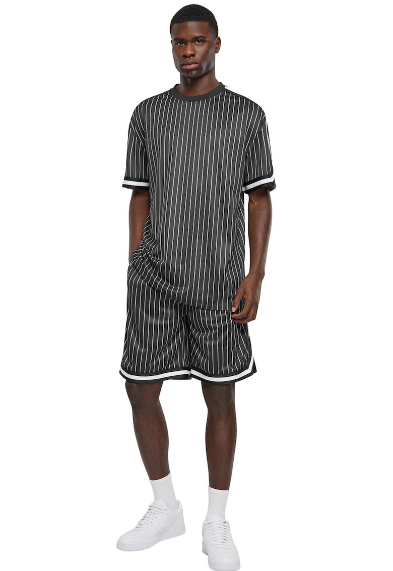 Pantaloni scurti cu buzunare laterale si dungi - Alb/Negru
