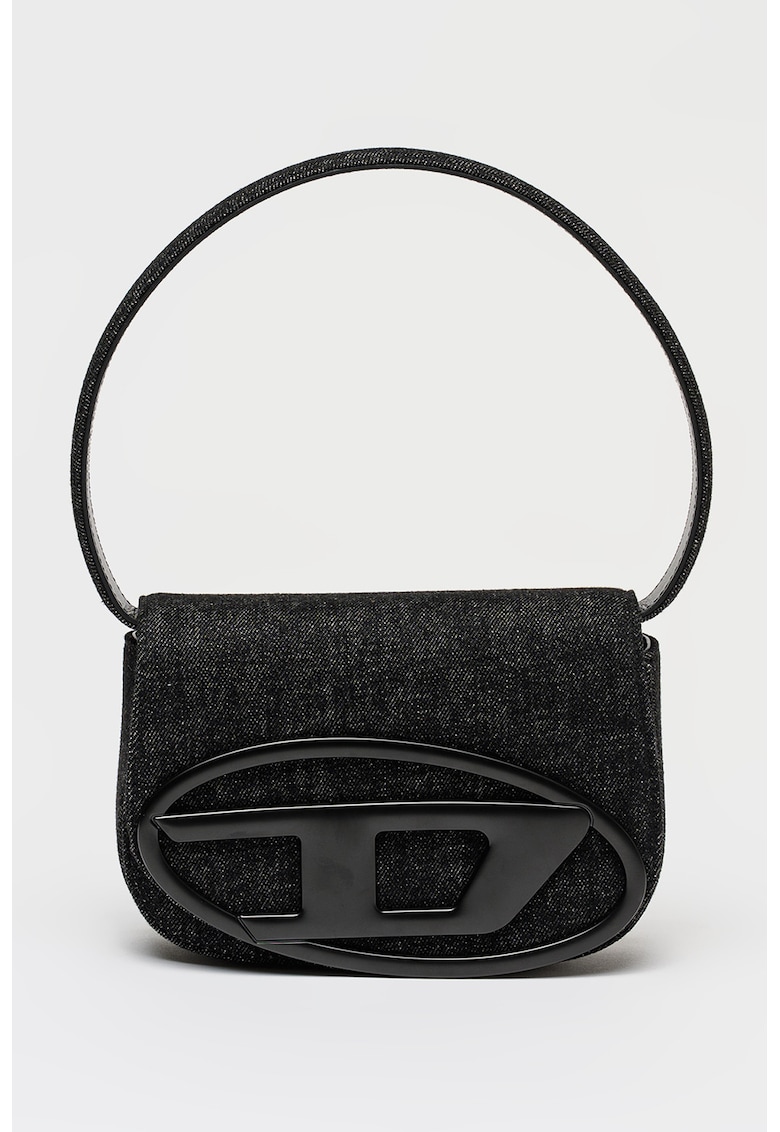Geanta din denim cu maner - Negru stins - 13.5 x 20.5 x 7 CM