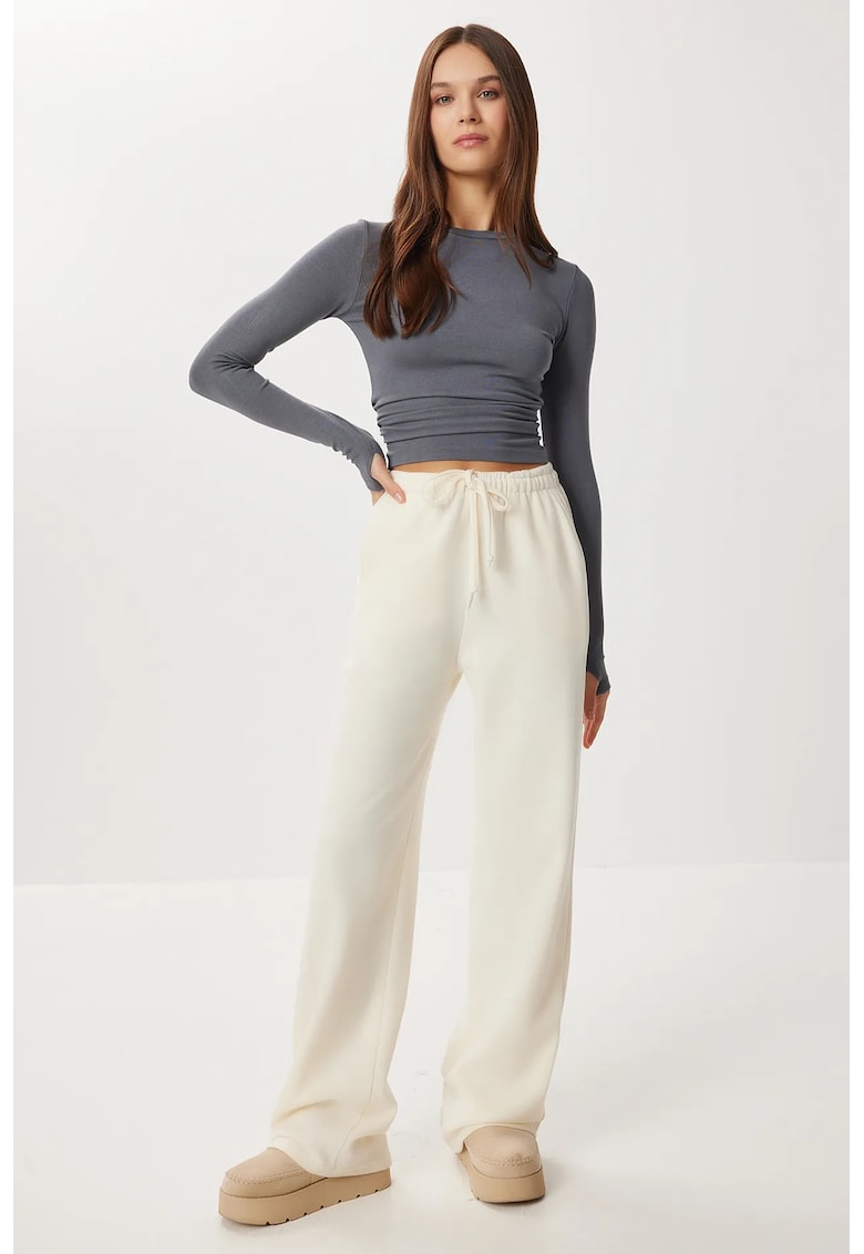 Pantaloni Happiness Istanbul - elastic - crem - poliester