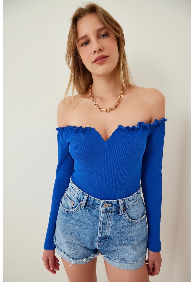Bluza dama - Happiness Istanbul - maneca lunga - albastru marin - bumbac