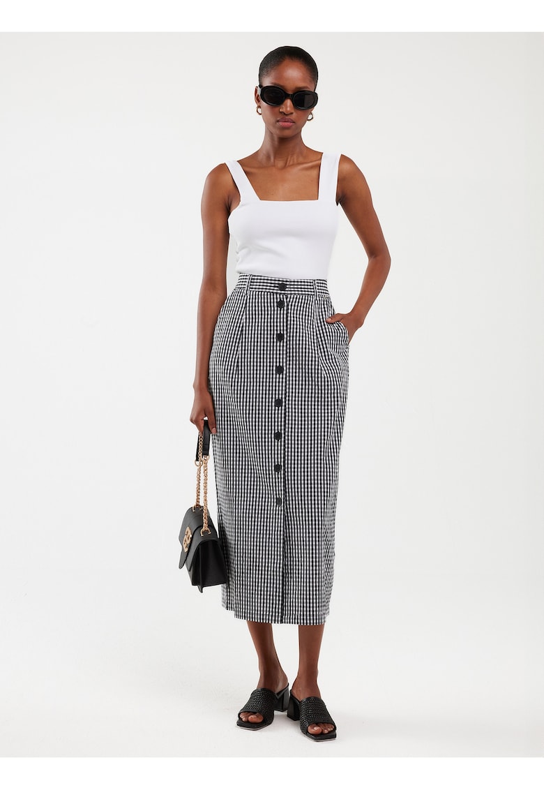 Fusta midi cu carouri mici Polli 906