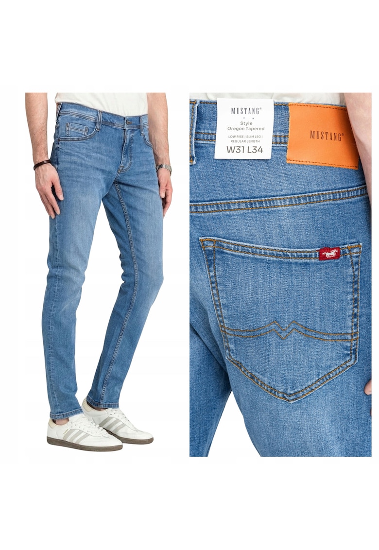 Blugi Barbati - Oregon Tapered - Slim Fit - Talie Medie - Lungi - 5 Buzunare - Fermoar - Bumbac - W36-L32 US - Albastru