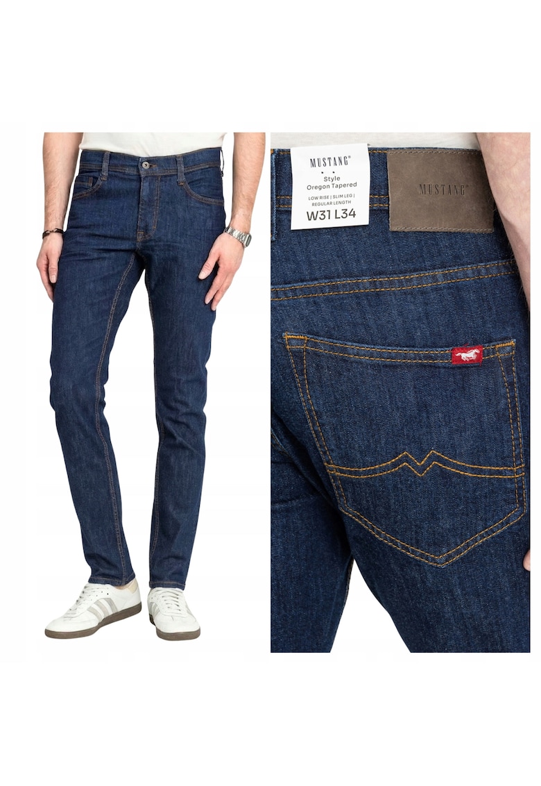 Blugi Barbati - Oregon Tapered - Slim Fit - Talie Medie - Lungi - 5 Buzunare - Fermoar - Bumbac - W30-L32 US - Albastru