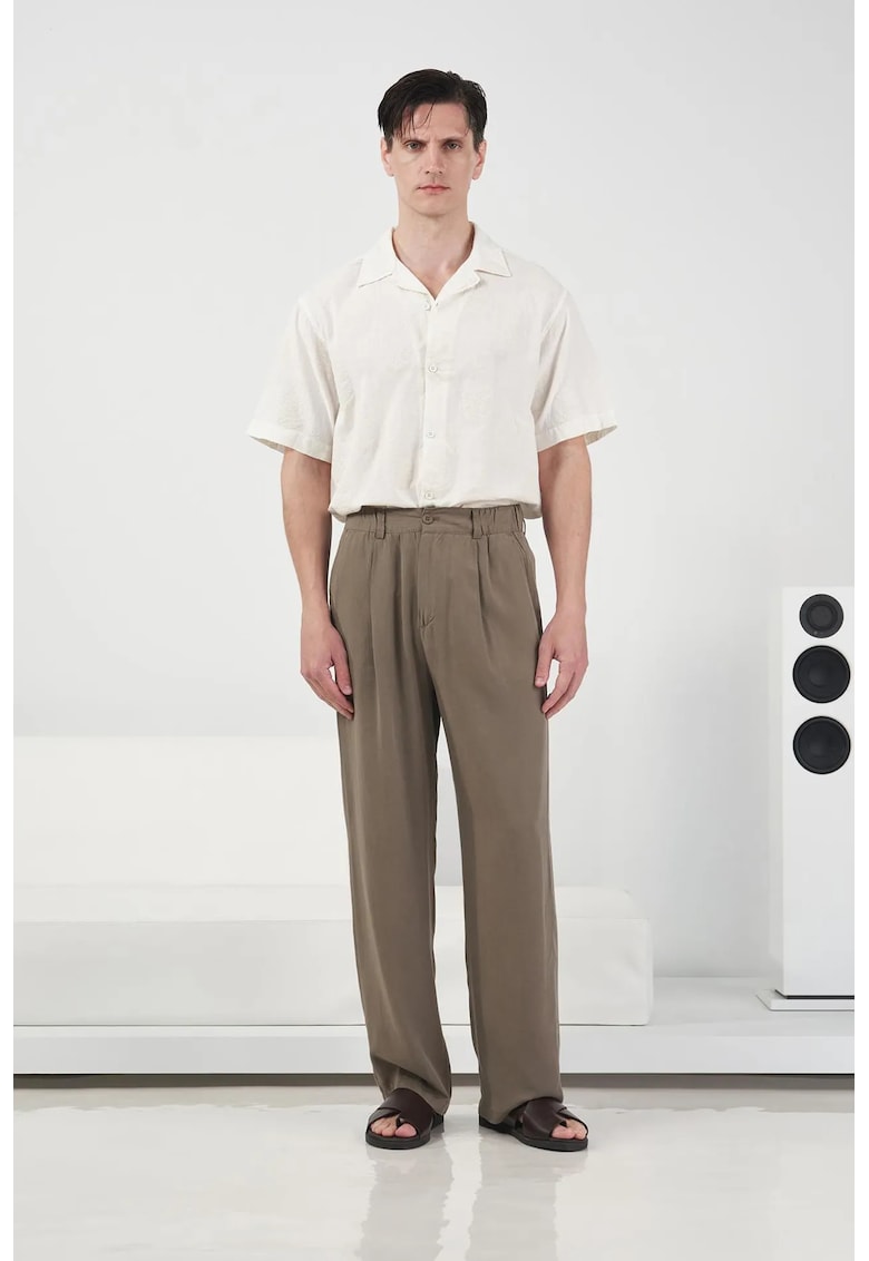 Pantaloni barbati - plisati - talie modal - 654987 - Verde