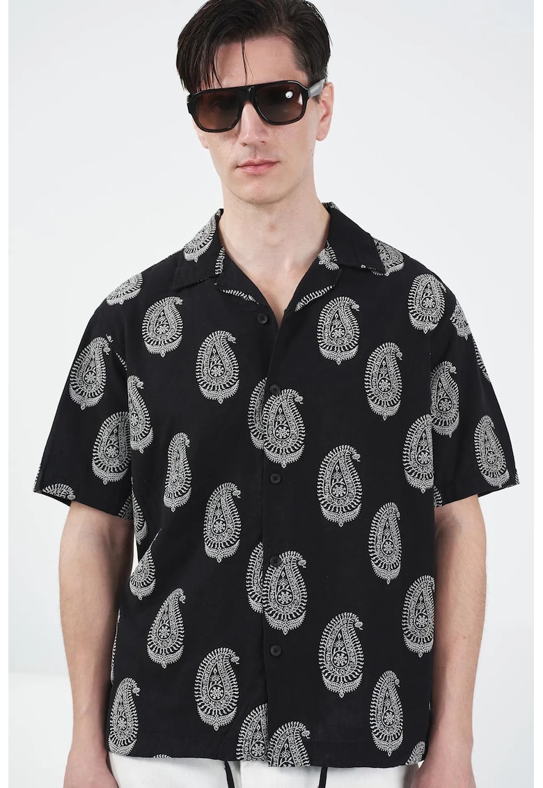 Camasa barbati - Regular Fit - alb/negru - poliamida