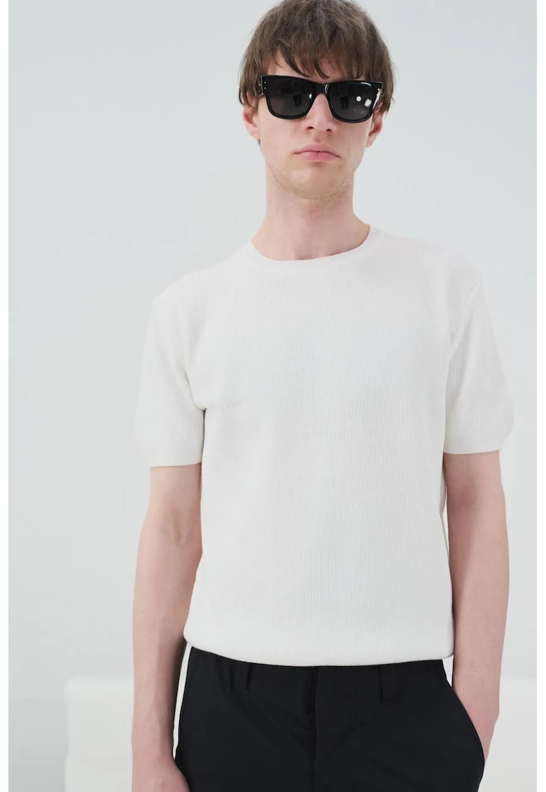 Tricou barbati - cu guler rotund - alb - 100% bumbac