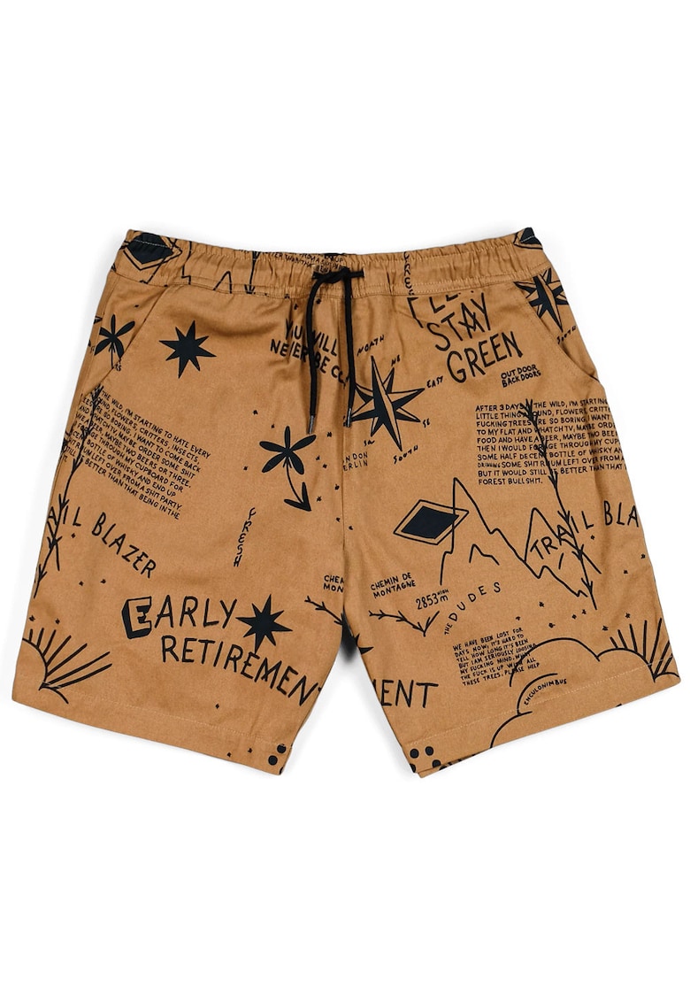 Pantaloni scurti cu model grafic si text Trail Blazer
