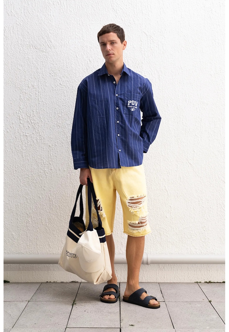 Pantaloni scurti denim - galben - bumbac