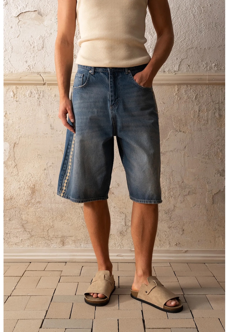 Pantaloni scurti denim - albastru - bumbac