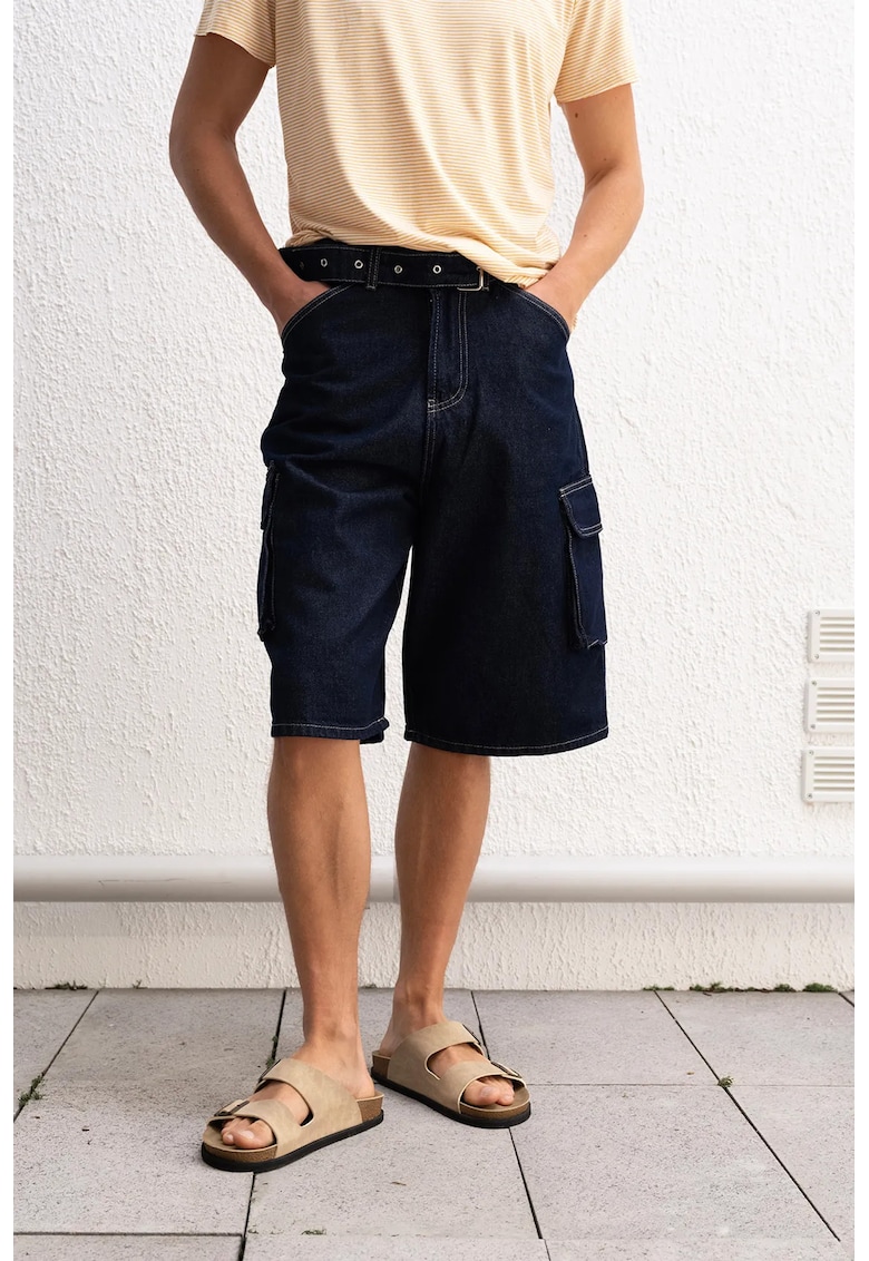 Pantaloni scurti pentru barbati denim - albastru - bumbac